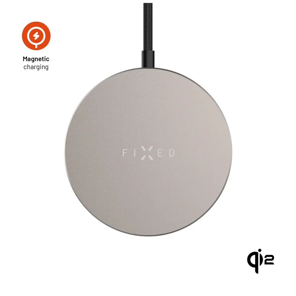 Bezdrátová nabíječka FIXED MagPad Slim s Qi2, podporou MagSafe, 15W, titanová