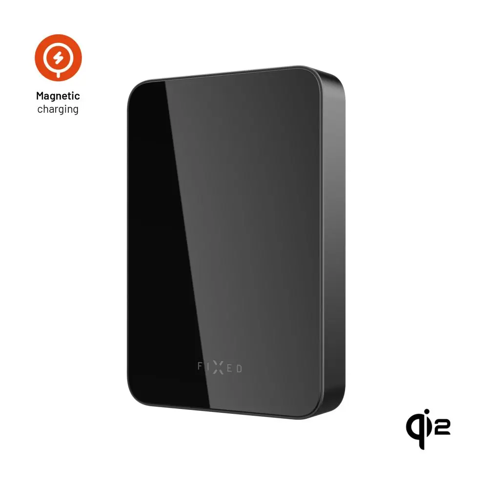 Powerbanka FIXED MagZen 10 Crystal s bezdrátovým nabíjením se standardem Qi2 a podporou MagSafe, 10 000 mAh, černá