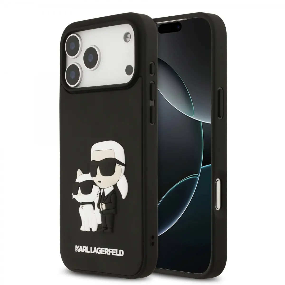 Zadní kryt Karl Lagerfeld 3D Rubber Karl and Choupette pro iPhone 17 Pro Max Black