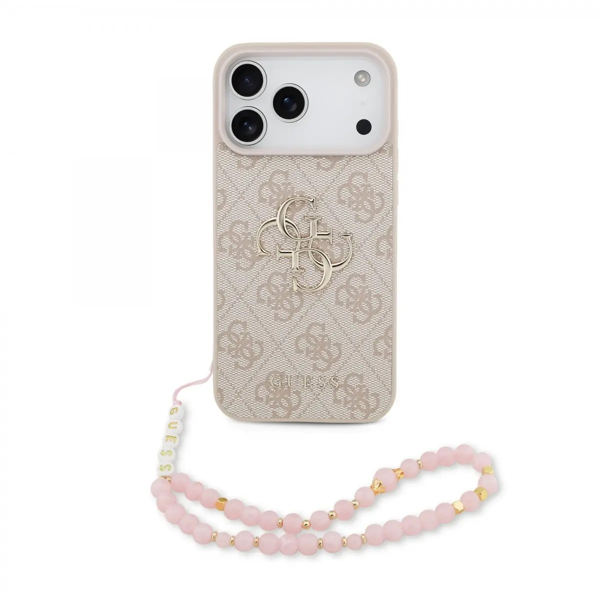 Zadní kryt Guess PU 4G Metal Logo Strap pro iPhone 17 Pro Max Pink