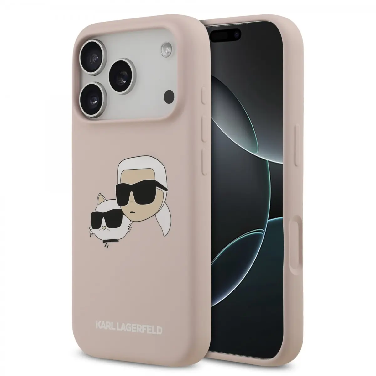 Karl Lagerfeld Liquid Silicone Double Heads MagSafe Zadní Kryt pro iPhone 17 Pro Pink KLHMP17LSKCHPPLP