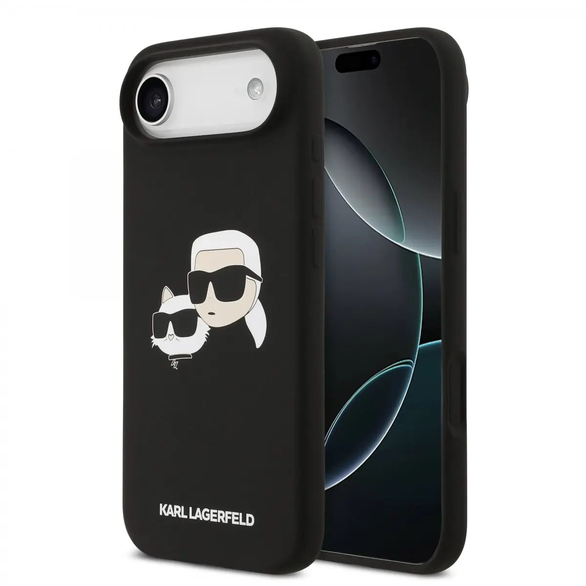 Karl Lagerfeld Liquid Silicone Double Heads MagSafe Zadní Kryt pro iPhone Air Black KLHMP17MSKCHPPLK