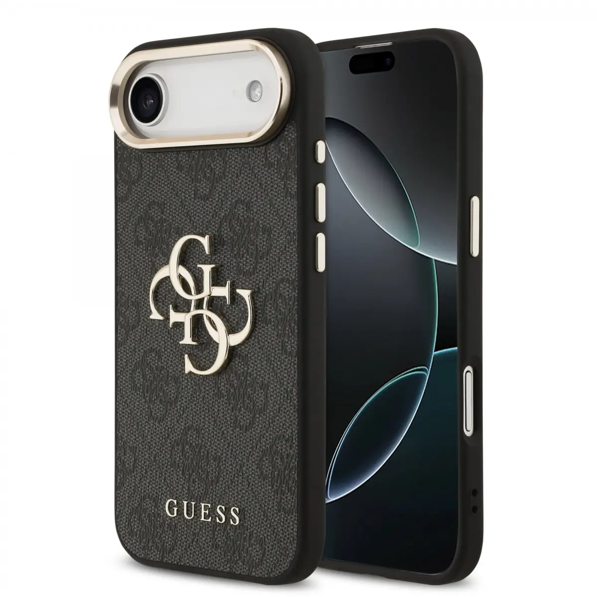 Zadní kryt Guess PU Leather 4G Metal Logo Gold Frame MagSafe pro iPhone 17 Air Black