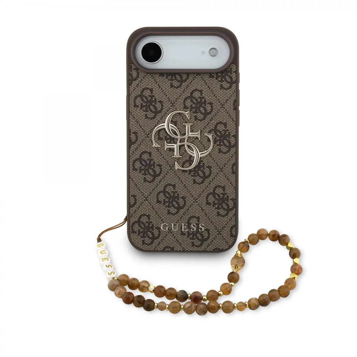 Zadní kryt Guess PU 4G Metal Logo Strap pro iPhone 17 Air Brown