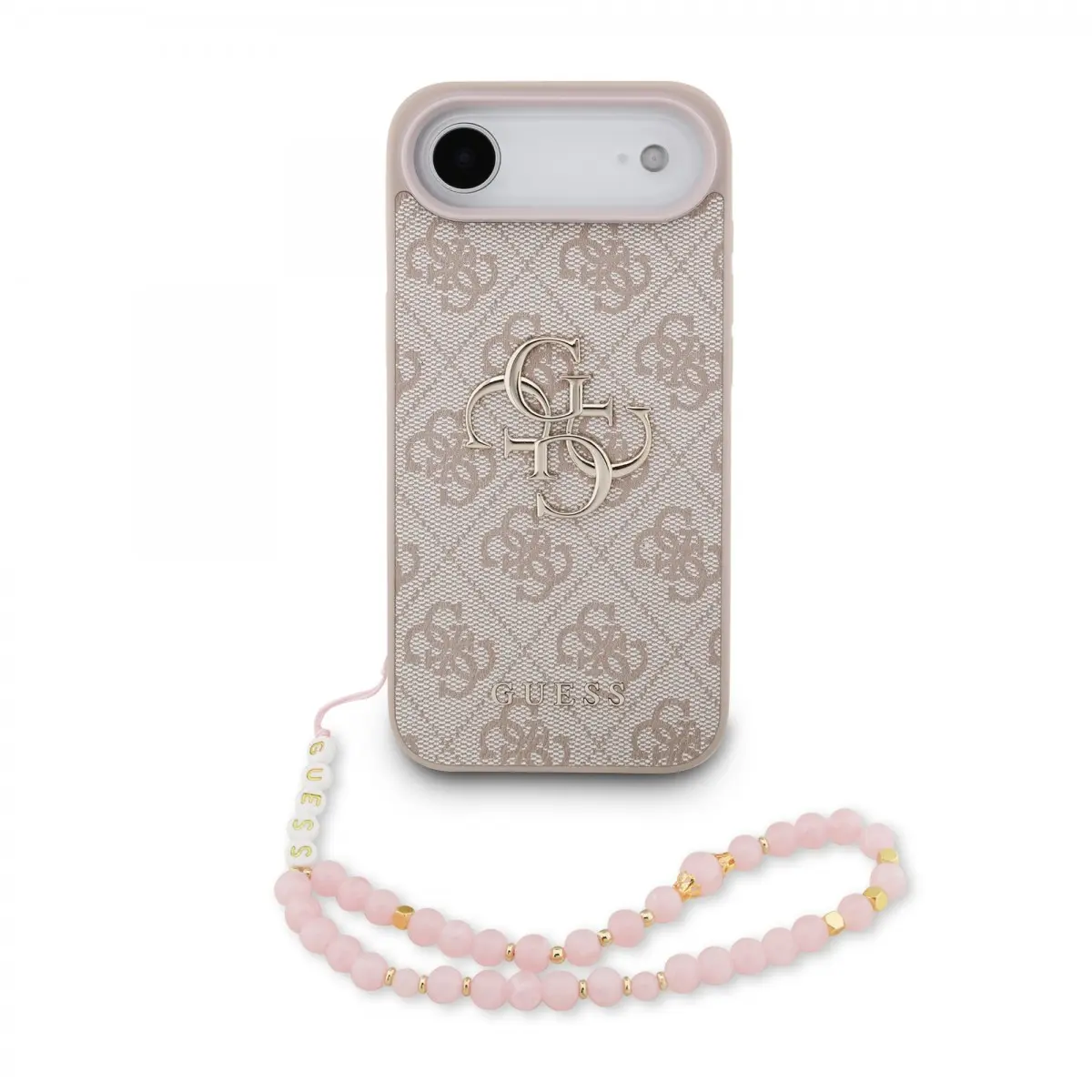 Zadní kryt Guess PU 4G Metal Logo Strap pro iPhone 17 Air Pink