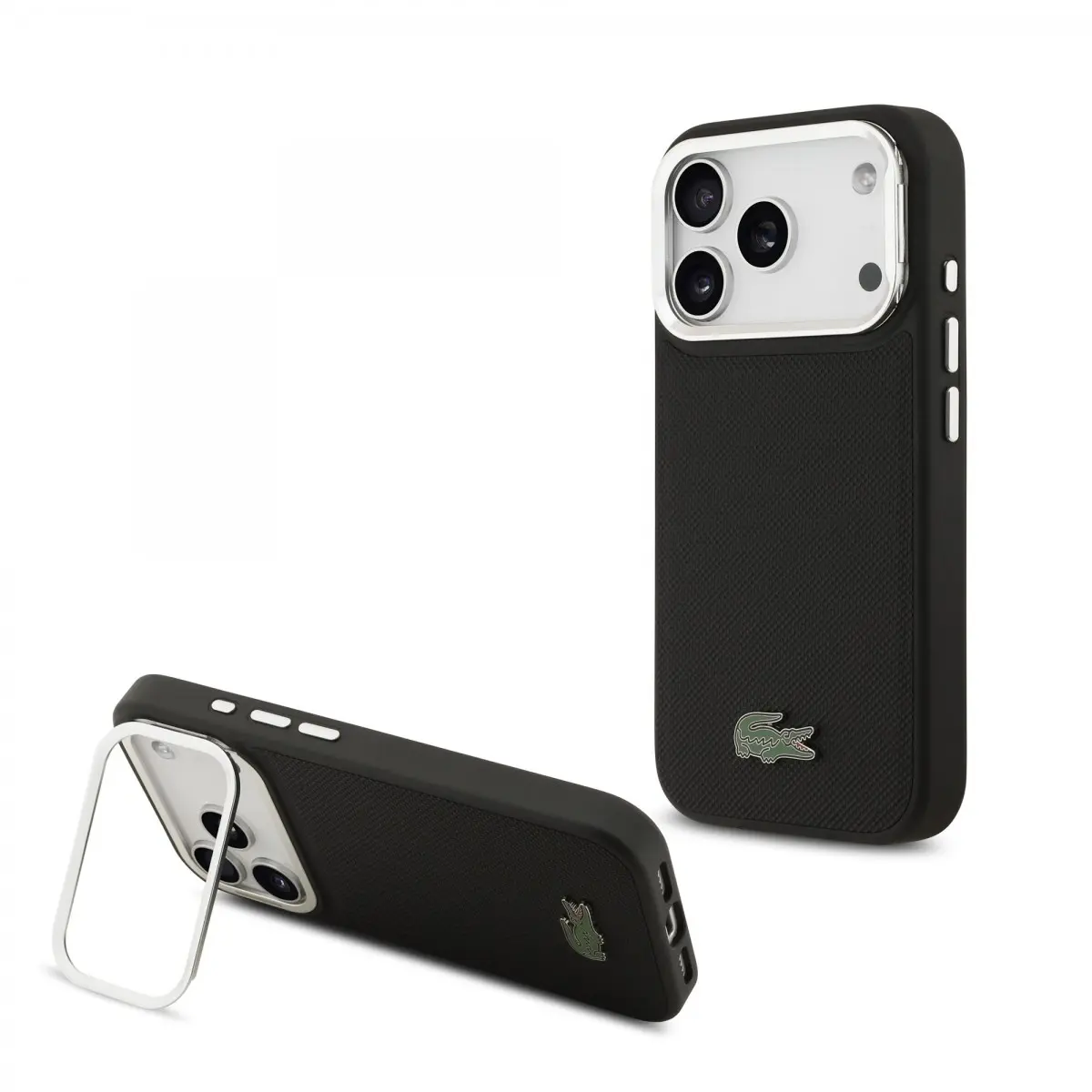 Lacoste Iconic Petit Pique Camera Stand MagSafe Zadní Kryt pro iPhone 17 Pro Black LCHMP17LPCSLAK