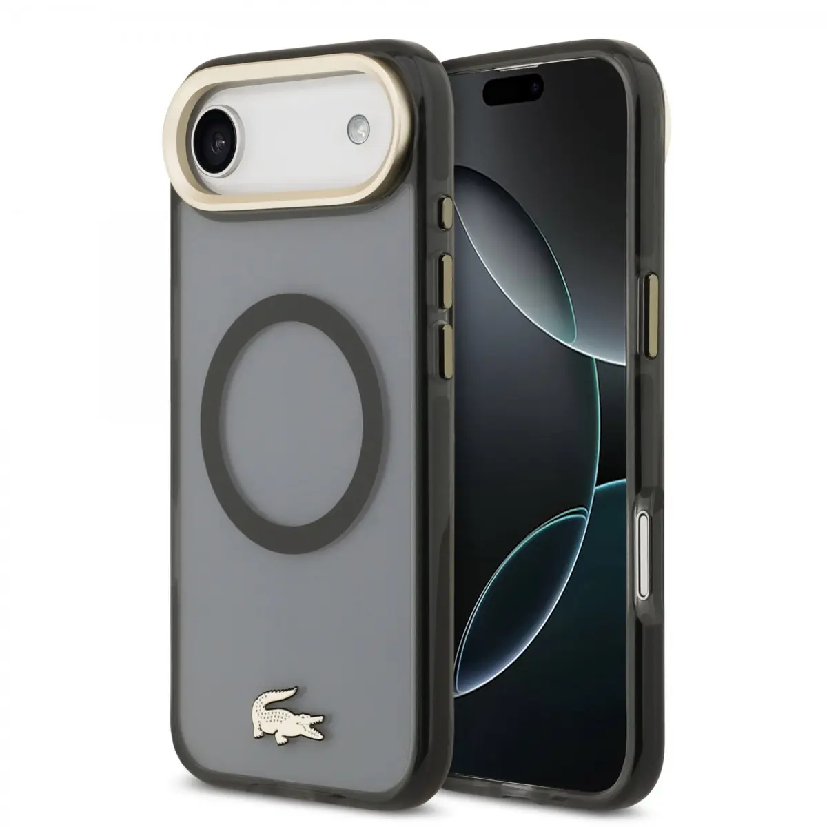 Zadní kryt Lacoste PC/TPU Frosted Finish Gold Logo MagSafe pro iPhone 17 Air Black