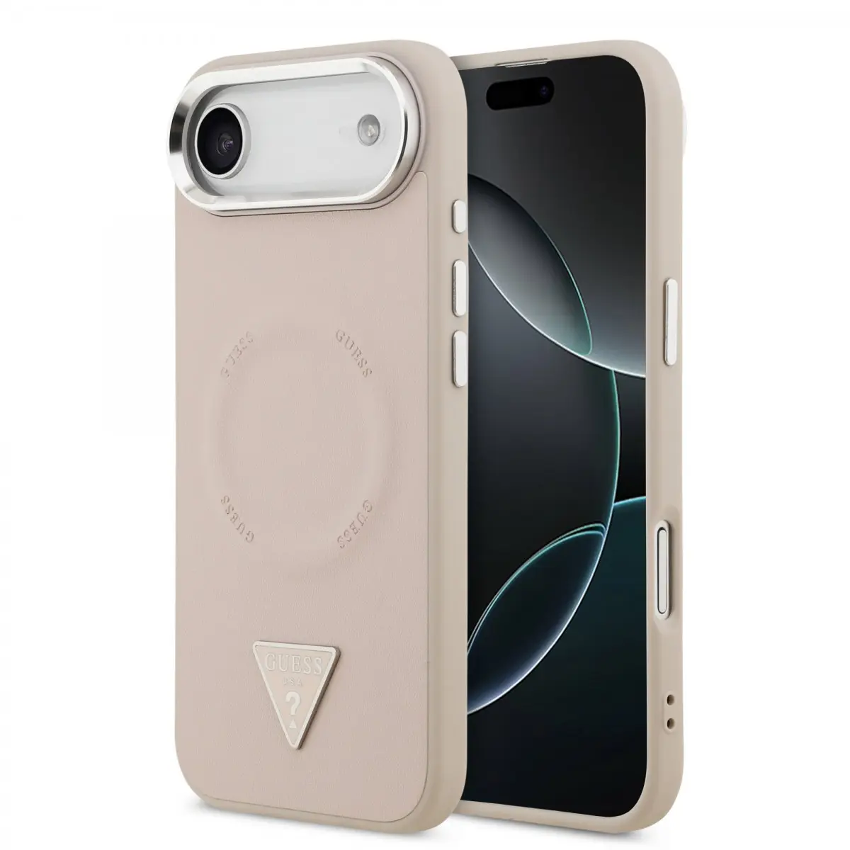 Zadní kryt Guess PU Leather Triangle Logo MagSafe pro iPhone 17 Air Pink