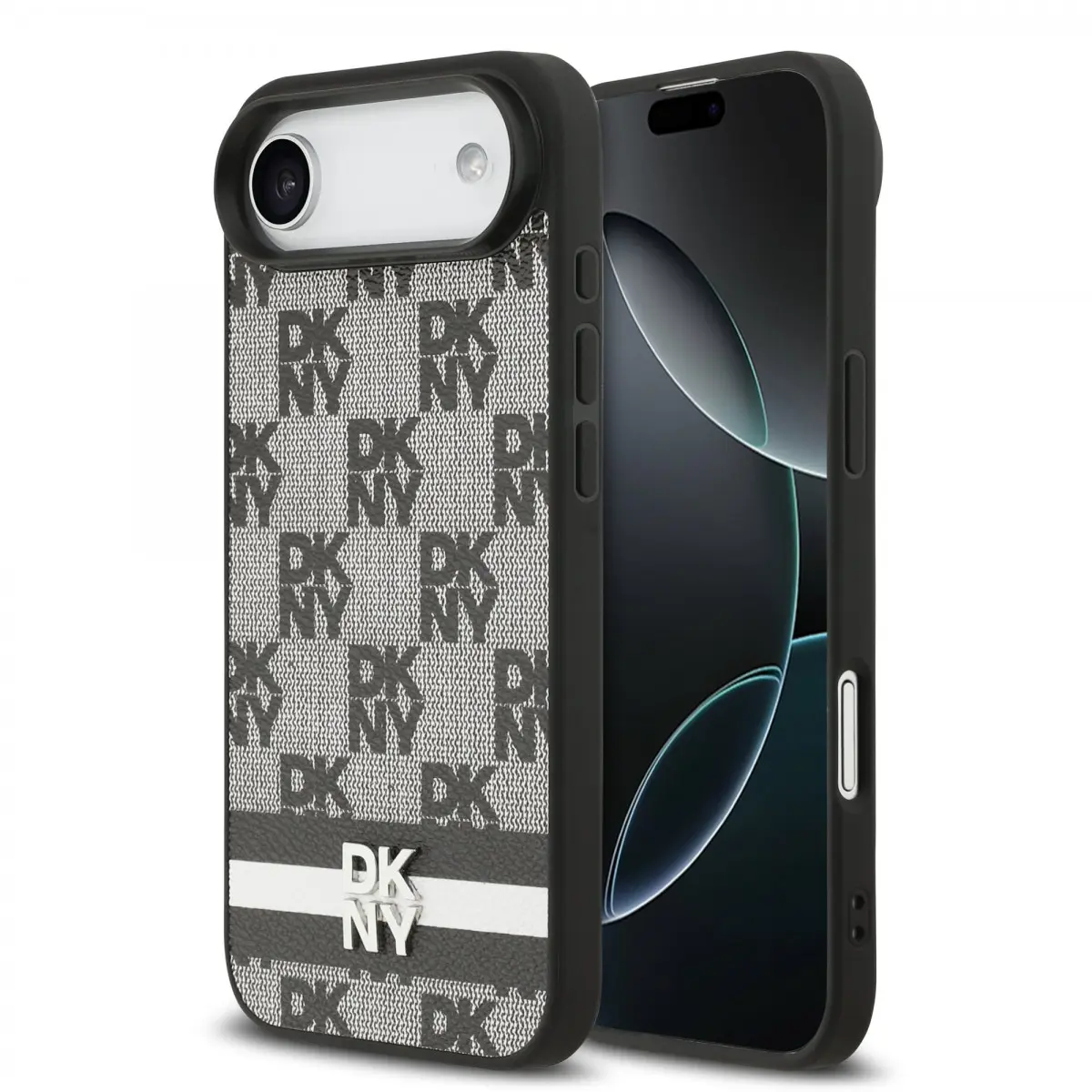 Zadní kryt DKNY PU Leather Checkered Pattern and Stripe pro iPhone 17 Air Black