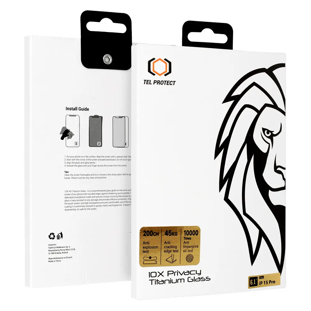 Tvrzené sklo Tel Protect 10X Privacy Titanium pro iPhone 17 Air