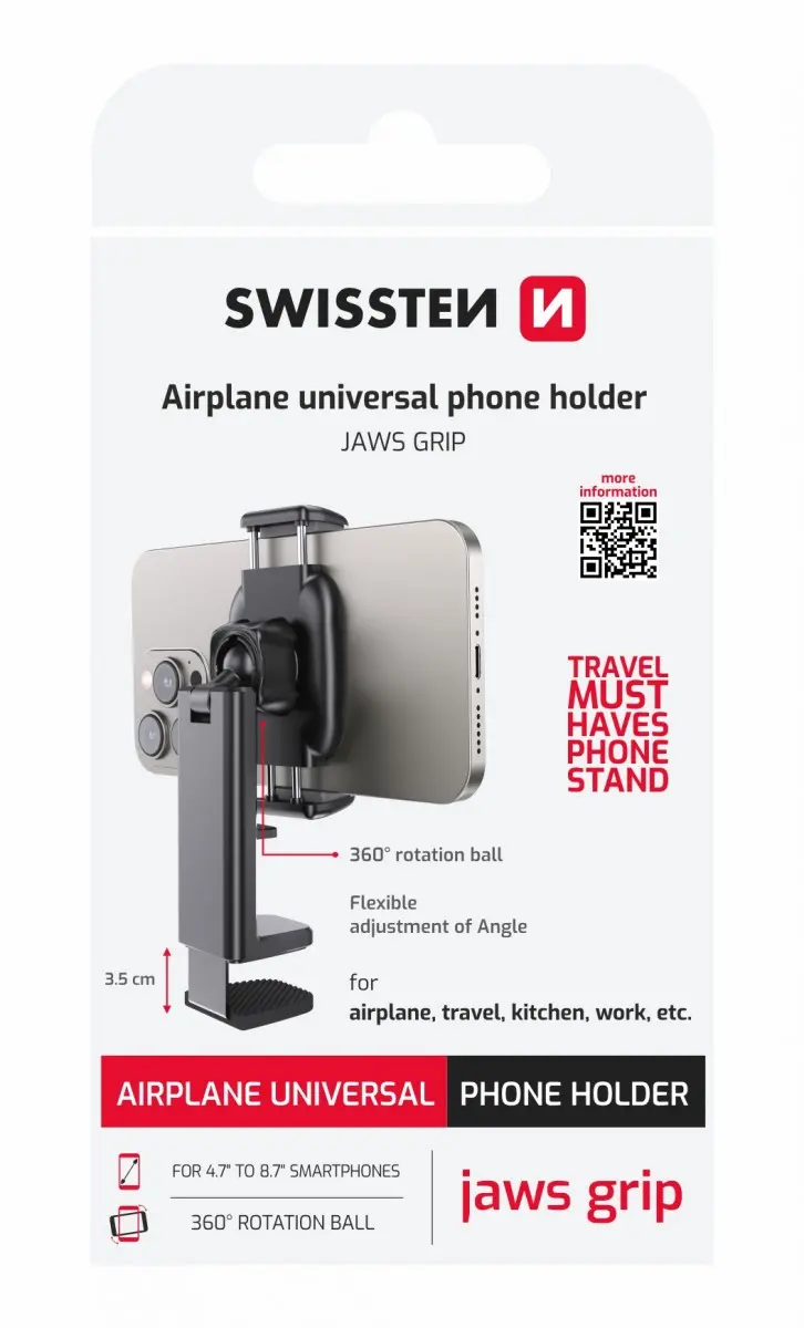 Univerzální stojan-držák Swissten na mobil s čelisťovým přichycením