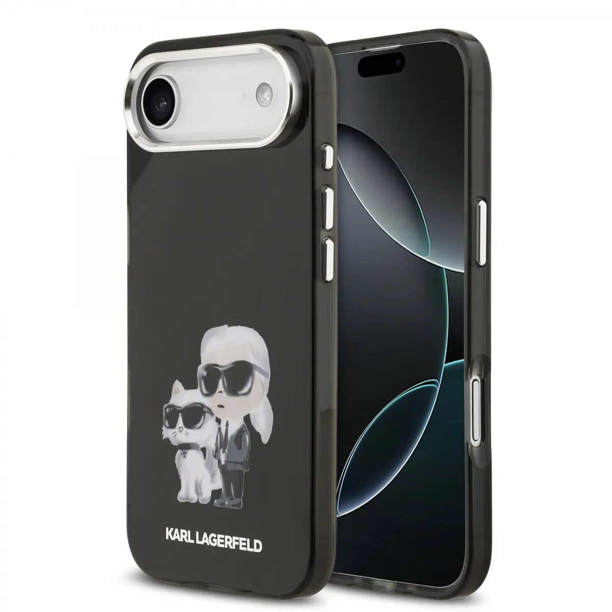 Karl Lagerfeld IML Aquarelle Karl and Choupette Zadní Kryt pro iPhone Air Black KLHMP17MHMKCAQOK