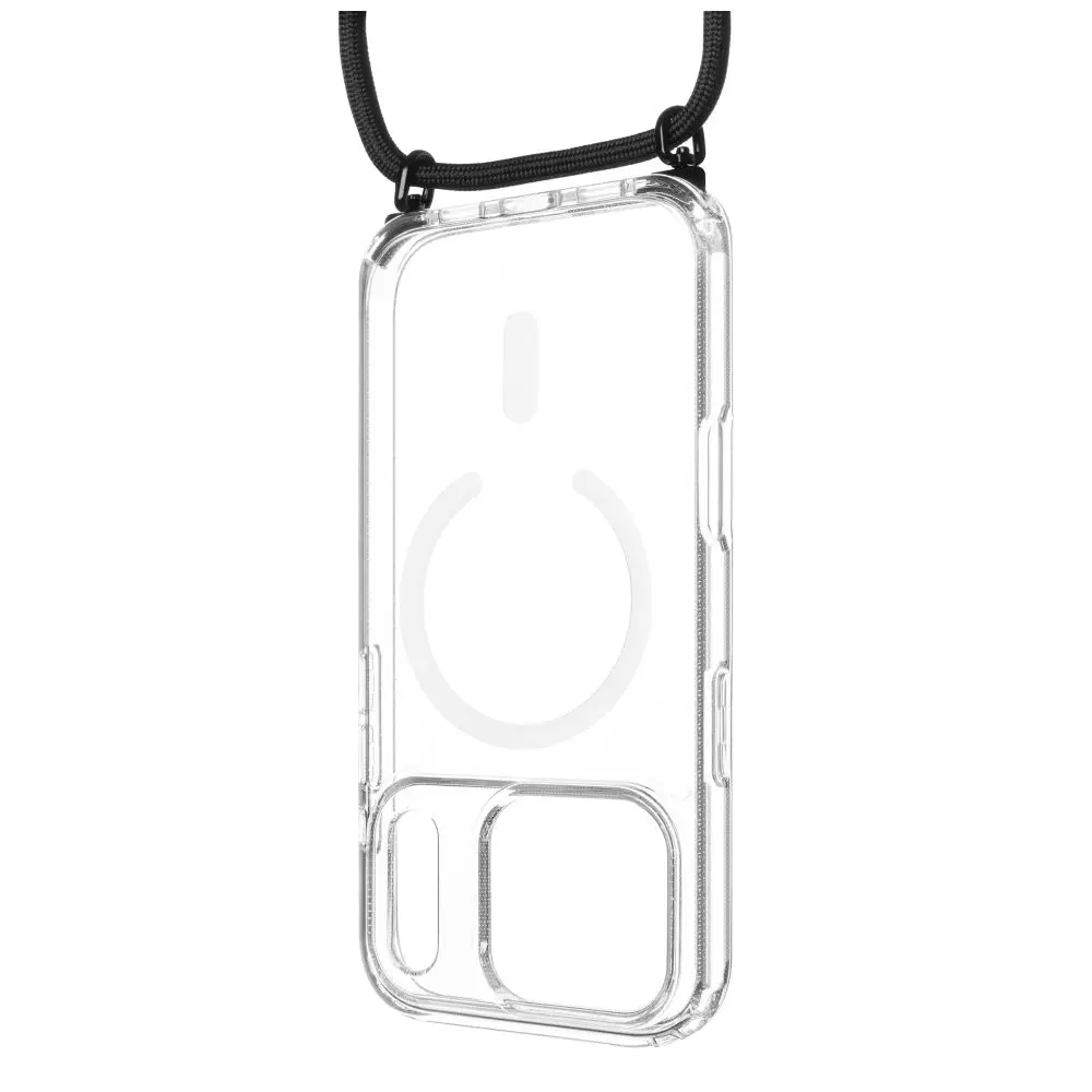 Pouzdro FIXED MagPure Neck s černou šňůrkou na krk pro Apple iPhone 17 Pro