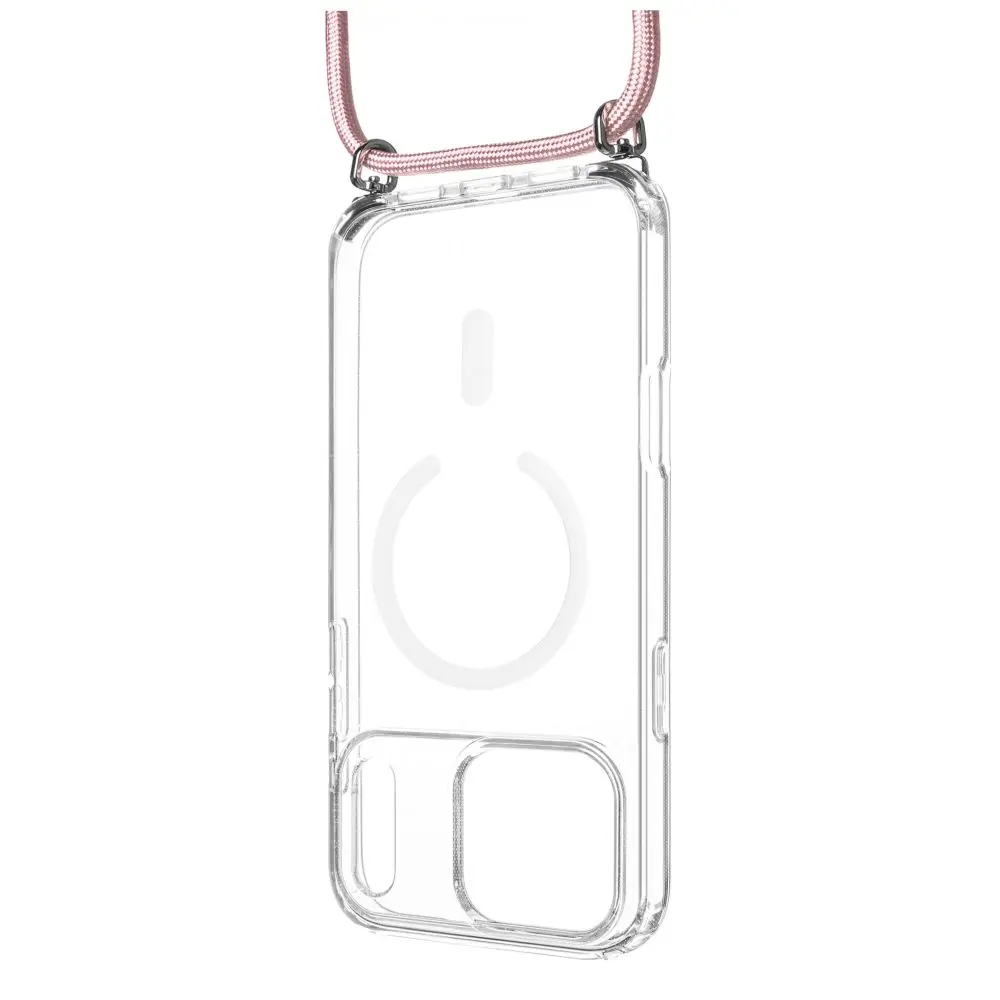 Pouzdro FIXED MagPure Neck s růžovou šňůrkou na krk pro Apple iPhone 17 Pro Max