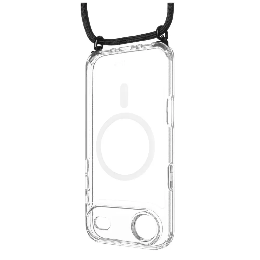 Zadní kryt FIXED MagPure Neck s černou šňůrkou na krk pro Apple iPhone Air
