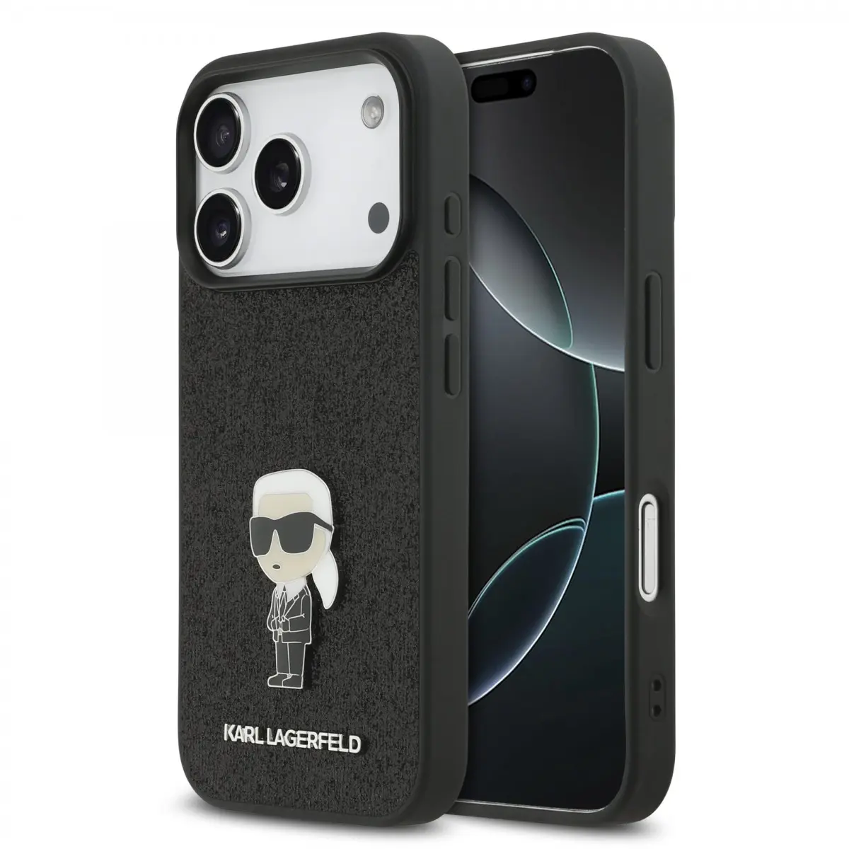 Zadní kryt Karl Lagerfeld Fixed Glitter Metal Ikonik pro iPhone 17 Pro Black
