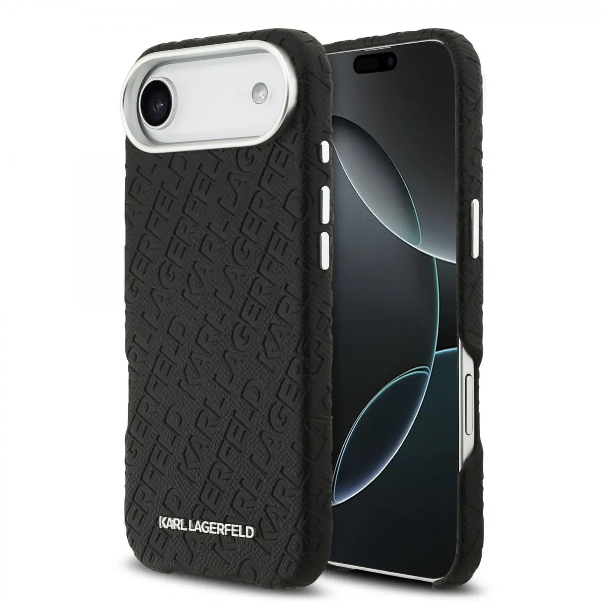 Karl Lagerfeld Grained PU Repeated Logo MagSafe kryt iPhone Air černý
