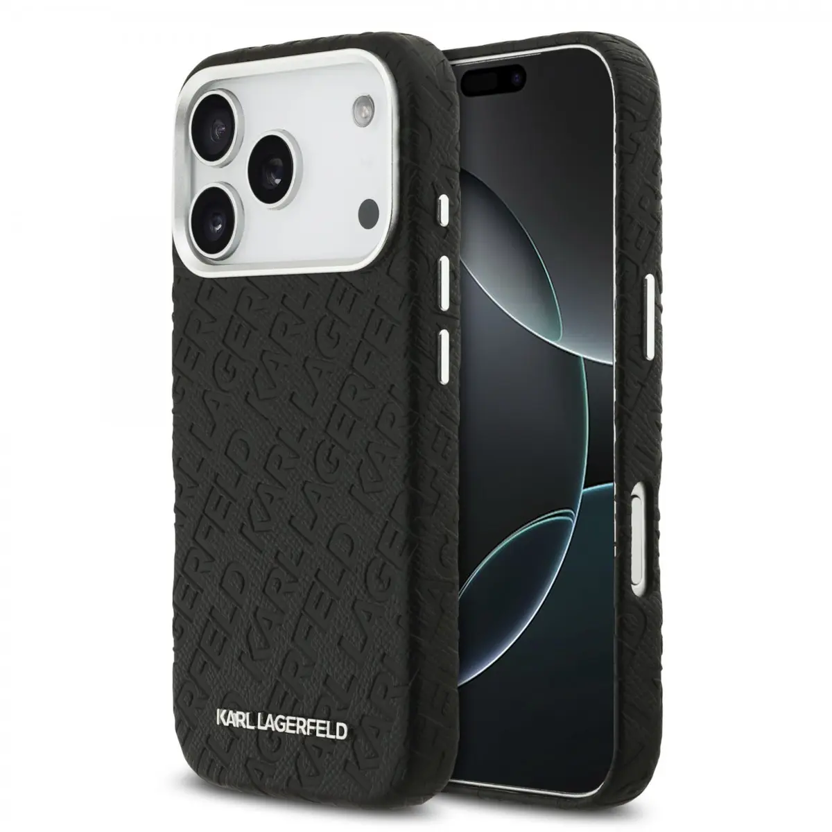 Zadní kryt Karl Lagerfeld Grained PU Repeated Logo MagSafe pro iPhone 17 Pro Black