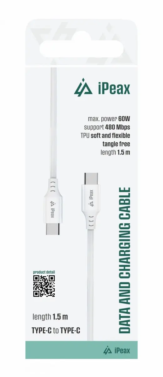 Kabel iPEAX 90010114 USB-C/USB-C 1,5m White