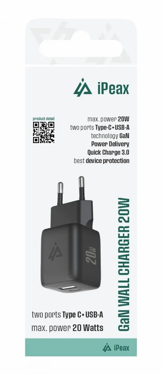 Adaptér USB iPEAX GaN USB/USB-C 90010125 Black