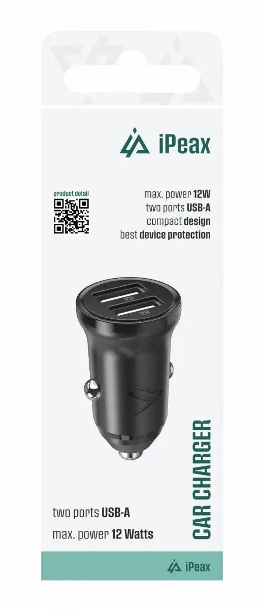 Adaptér do auta iPeax cl-01, 2,4A, 2x USB-A černý