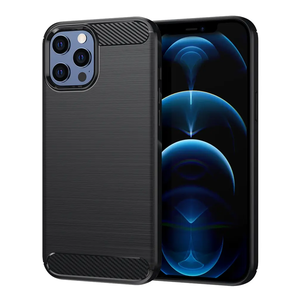Techsuit Karbon Silikon iPhone 12 Pro Max Černý