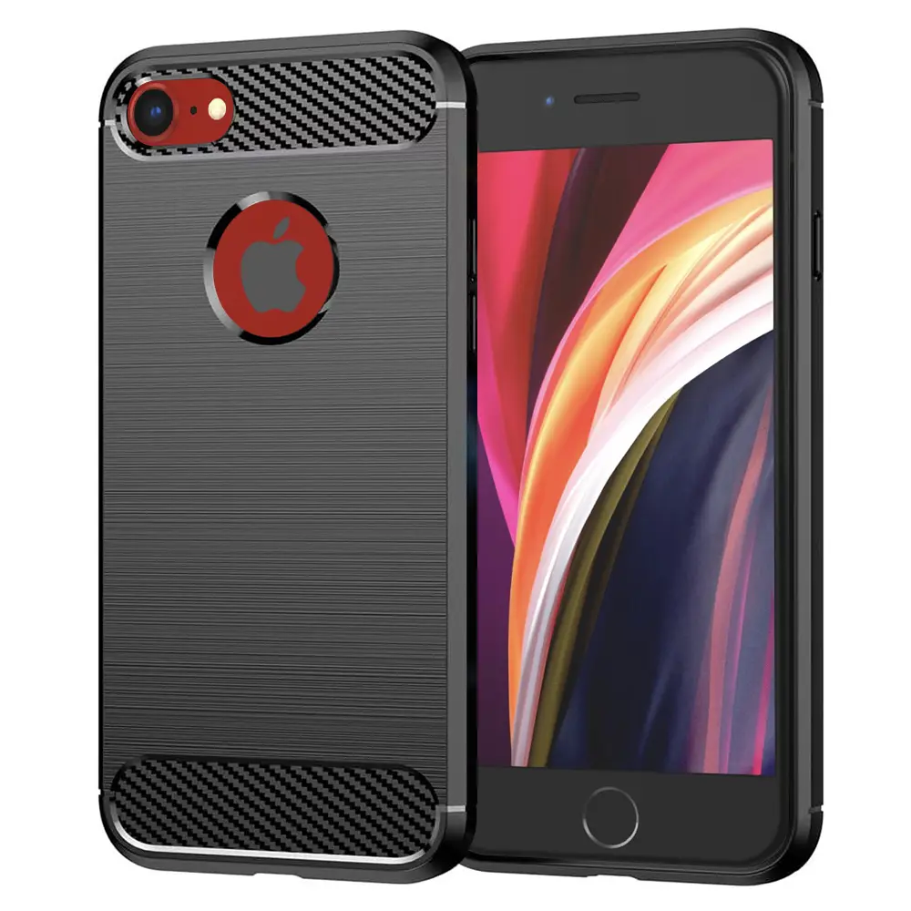 TechSuit Karbon Silikon iPhone SE 2 3 Černý