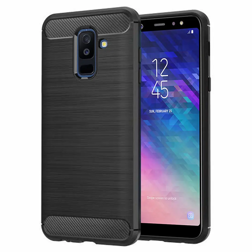 Techsuit Karbon Silikon Samsung Galaxy A6 Plus 2018 Černý