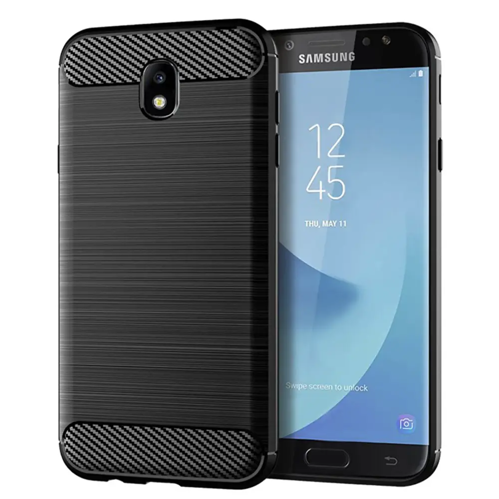 Techsuit Karbon Silikon Samsung Galaxy J7 2017 Černý