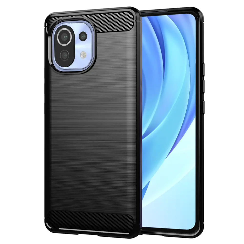 Techsuit Karbon Silikon Xiaomi Mi 11 Lite 4G 5G NE Černý
