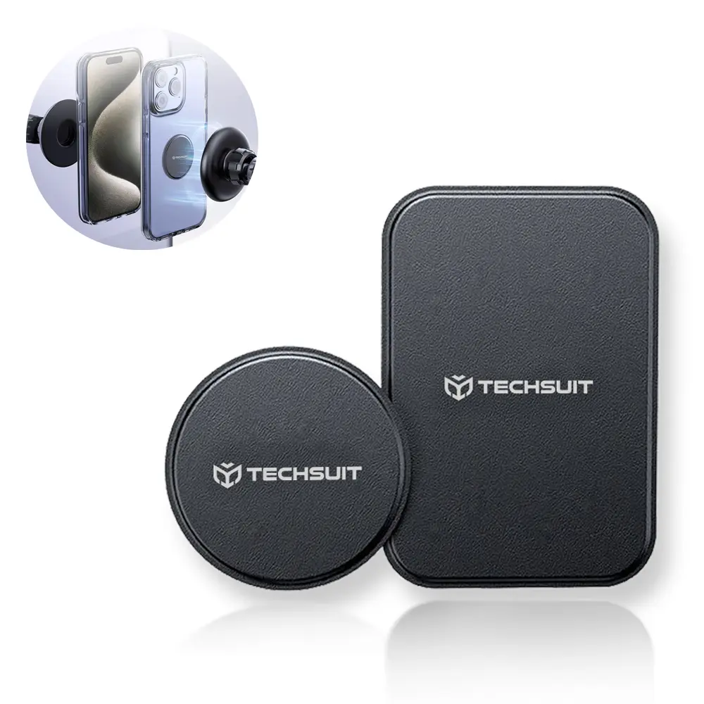 Techsuit 2ks Kovová destička MP02 PU kůže kryt Černá