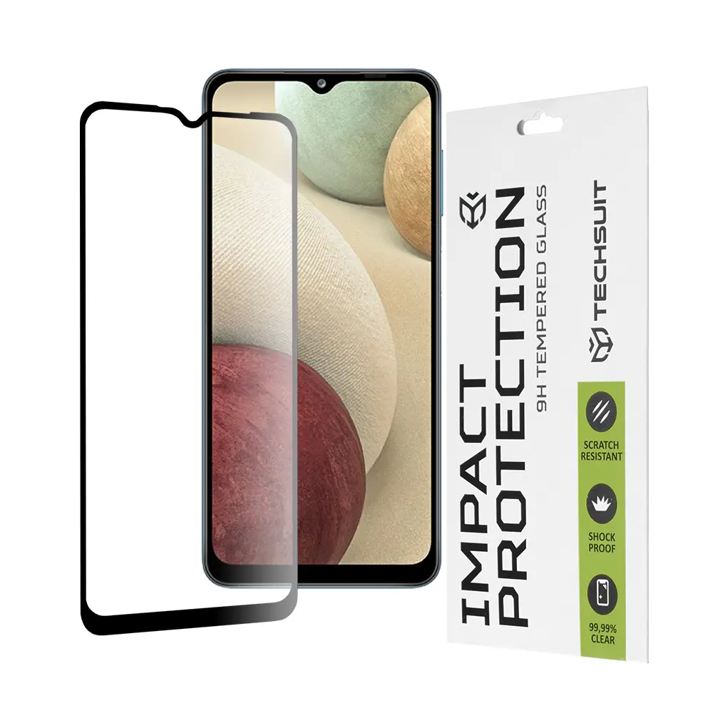 Techsuit 111D Celoplošné lepené sklo Samsung Galaxy A02 M02 A12 Černé