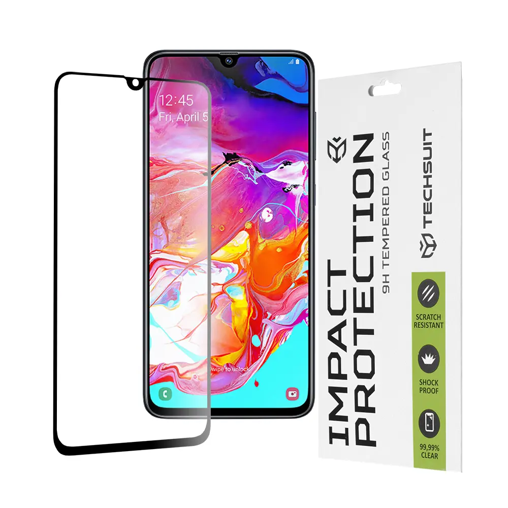 Techsuit 111D Celolepicí Sklo Samsung Galaxy A70 A70s A90 5G Black