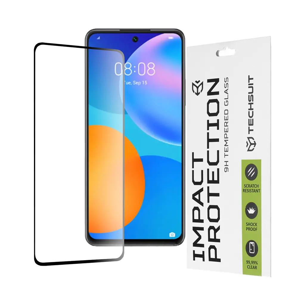 Techsuit 111D Celoplošné lepené sklo Huawei P smart 2021 Black