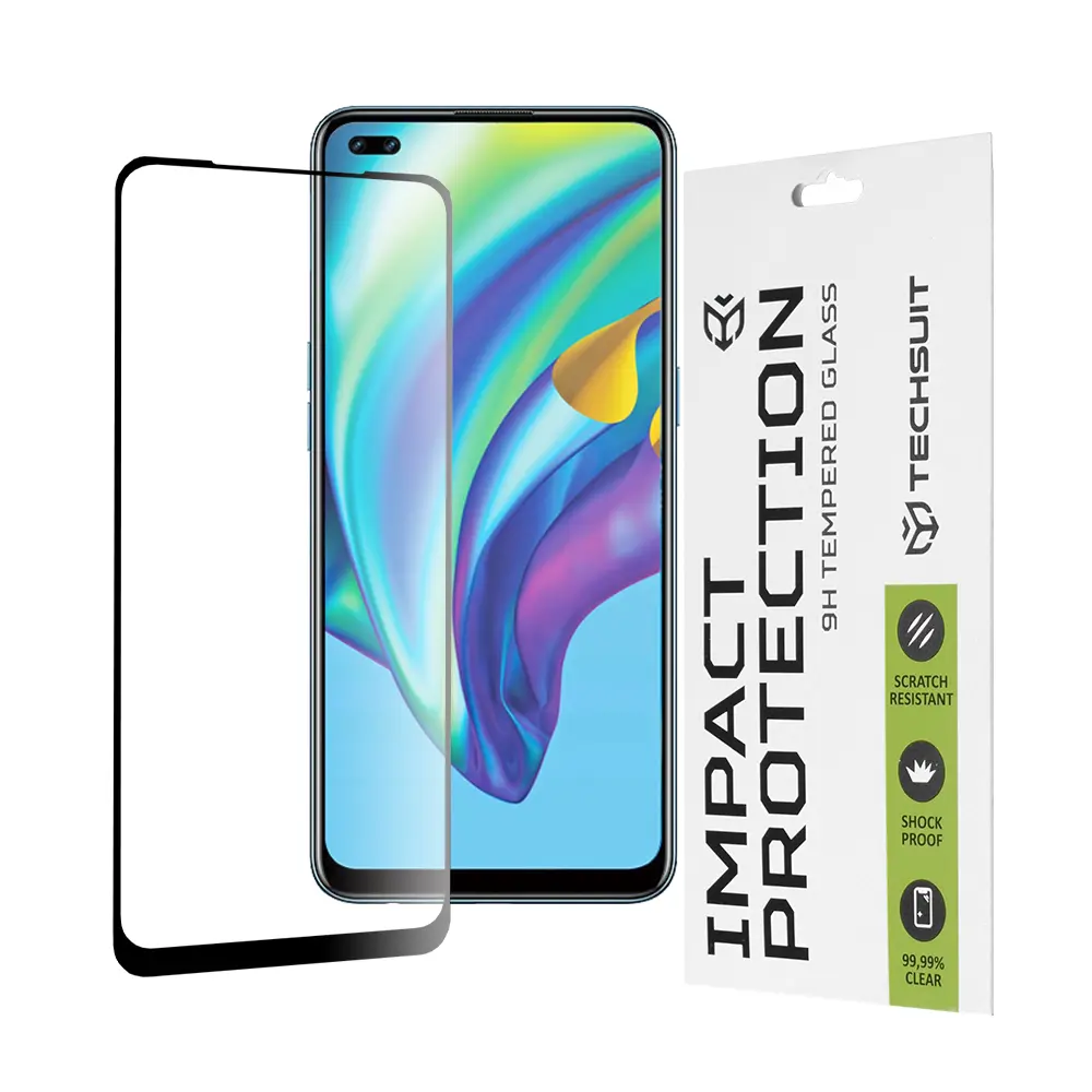 Techsuit 111D Celoplošné lepené sklo Oppo Reno4 Lite Black