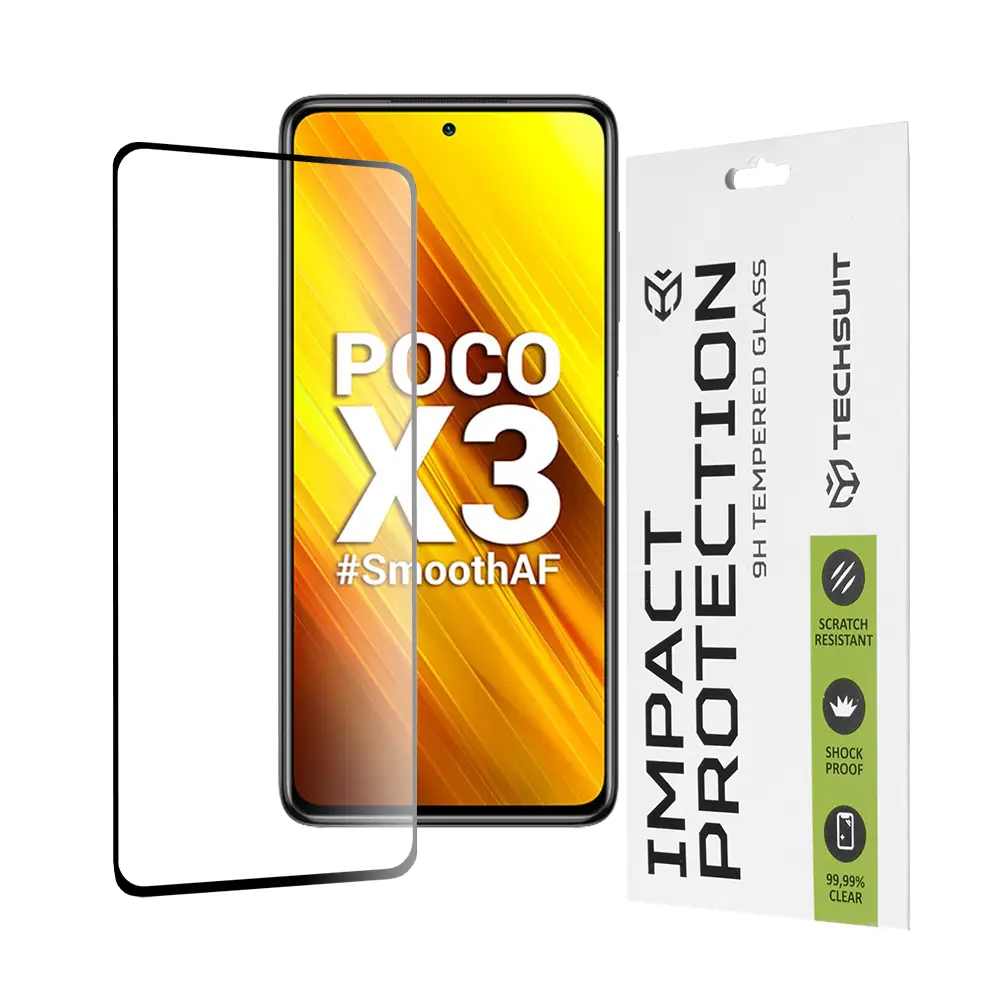 Techsuit 111D Celoplošné sklo Poco X3 Černé