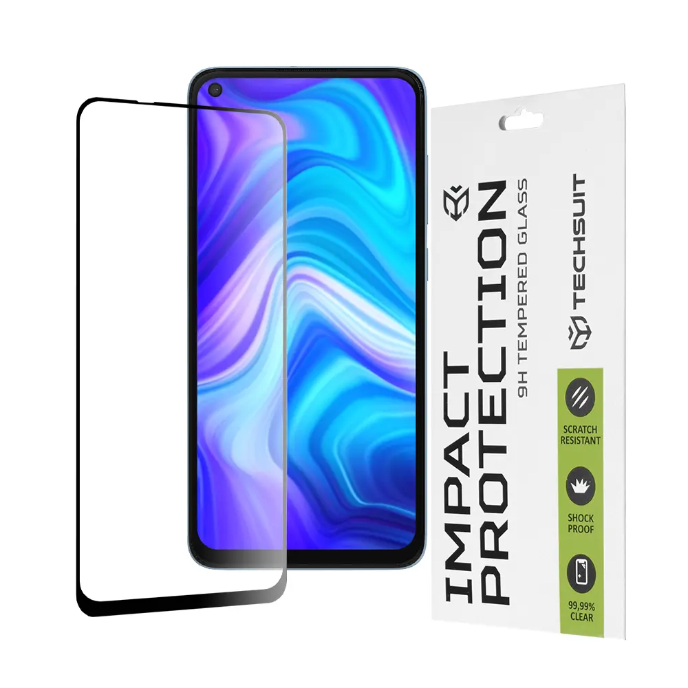 Techsuit 111D Celoplošné Celolepicí Sklo Xiaomi Redmi Note 9 Redmi 10X 4G Black
