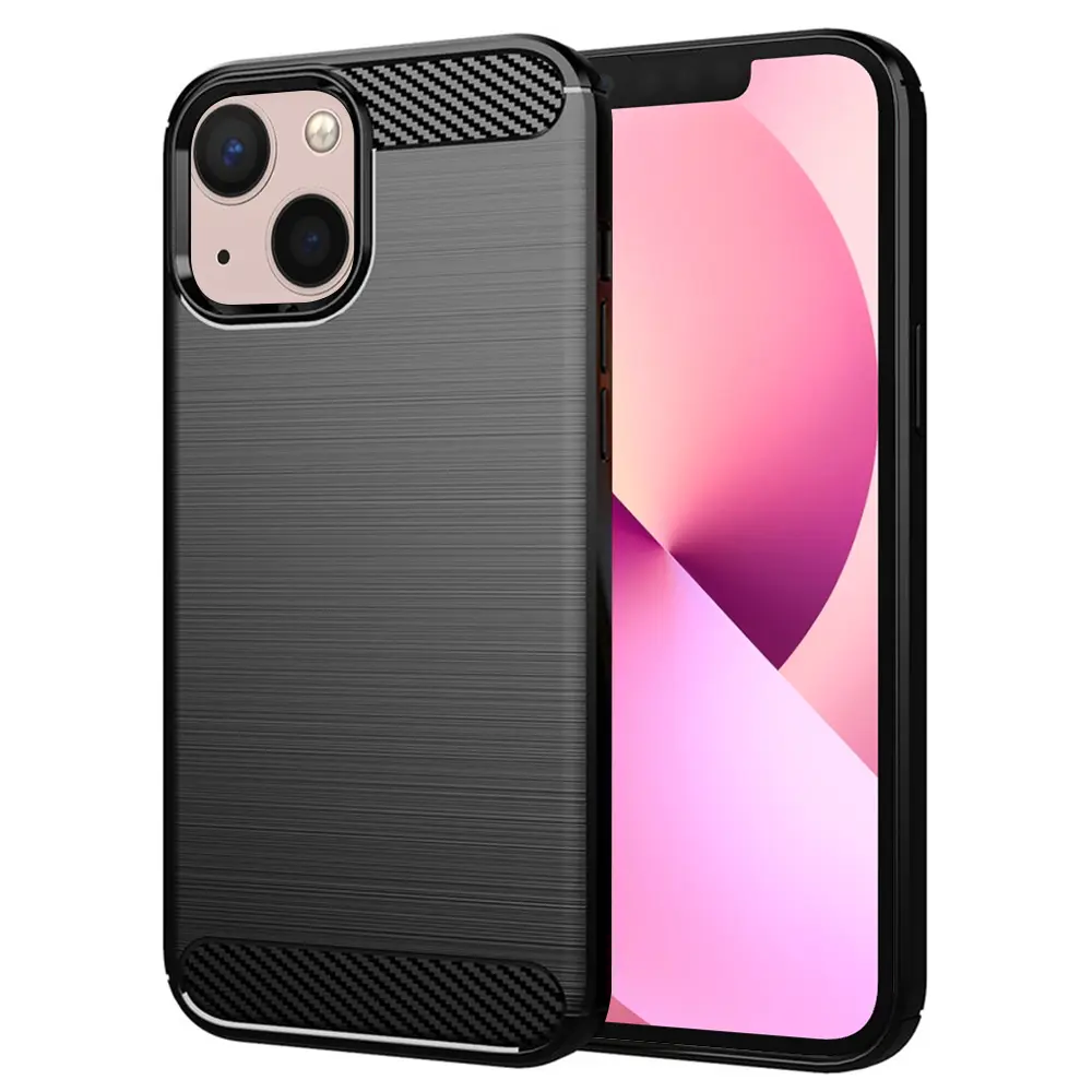 Techsuit Carbon Silicone iPhone 13 Černá