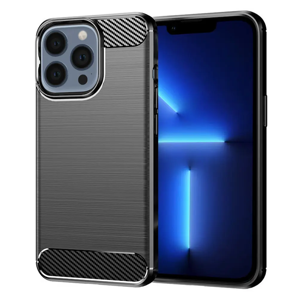 Techsuit Carbon Silicone pro iPhone 13 Pro Max Černá