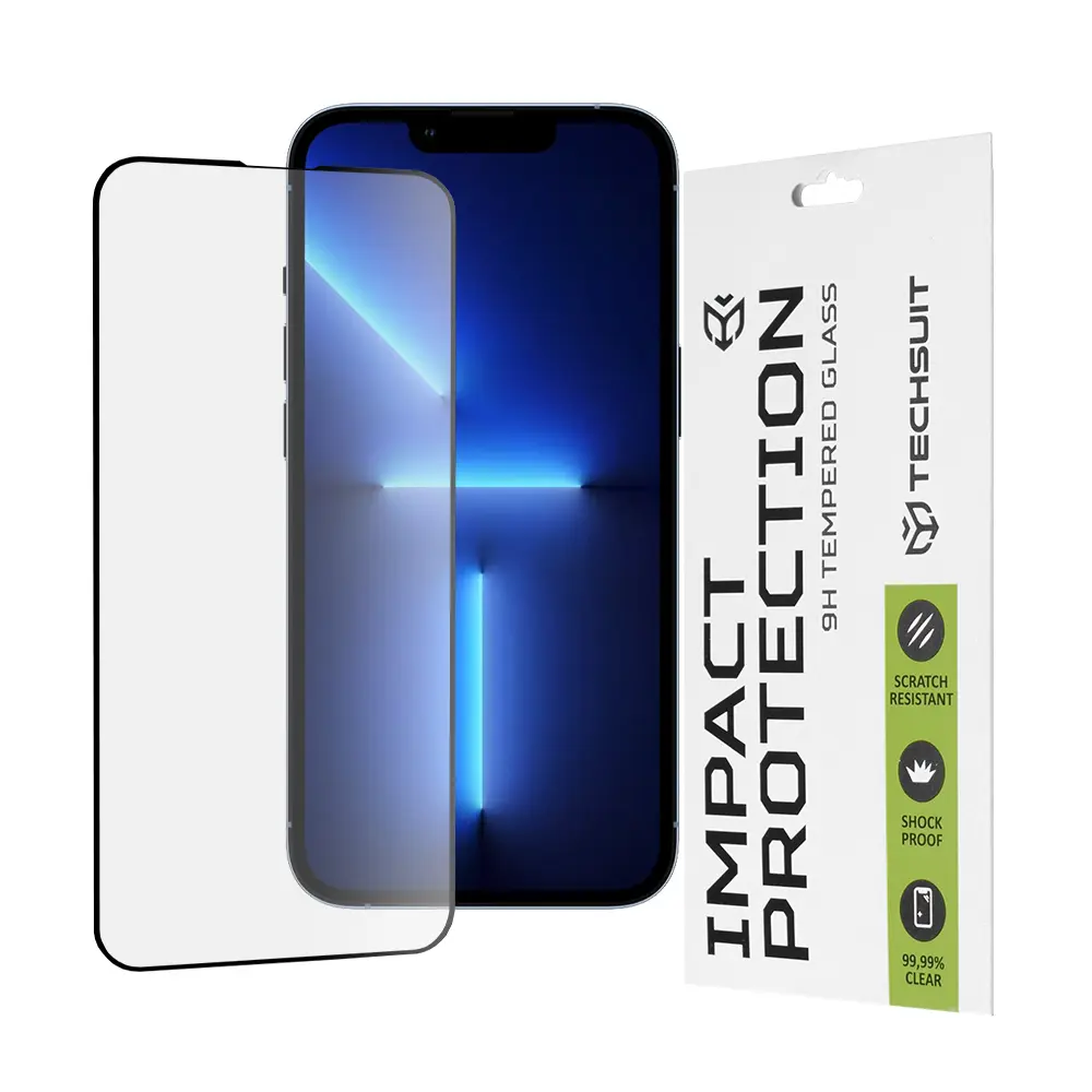 Techsuit 111D Full Cover / celopolepené tvrzené sklo - iPhone 13 pro Max / 14 Plus - černý