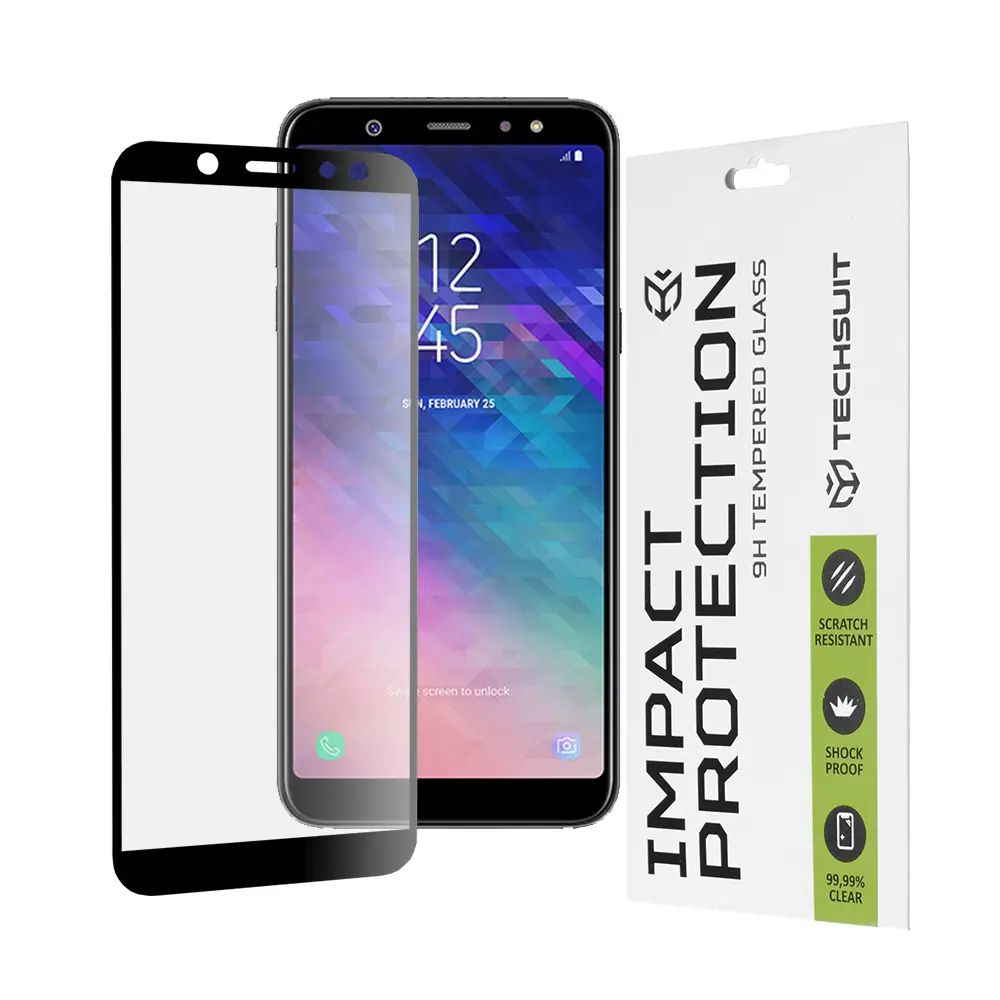 Techsuit 111D Full Cover Full Glue Sklo Samsung Galaxy A6 2018 Černá