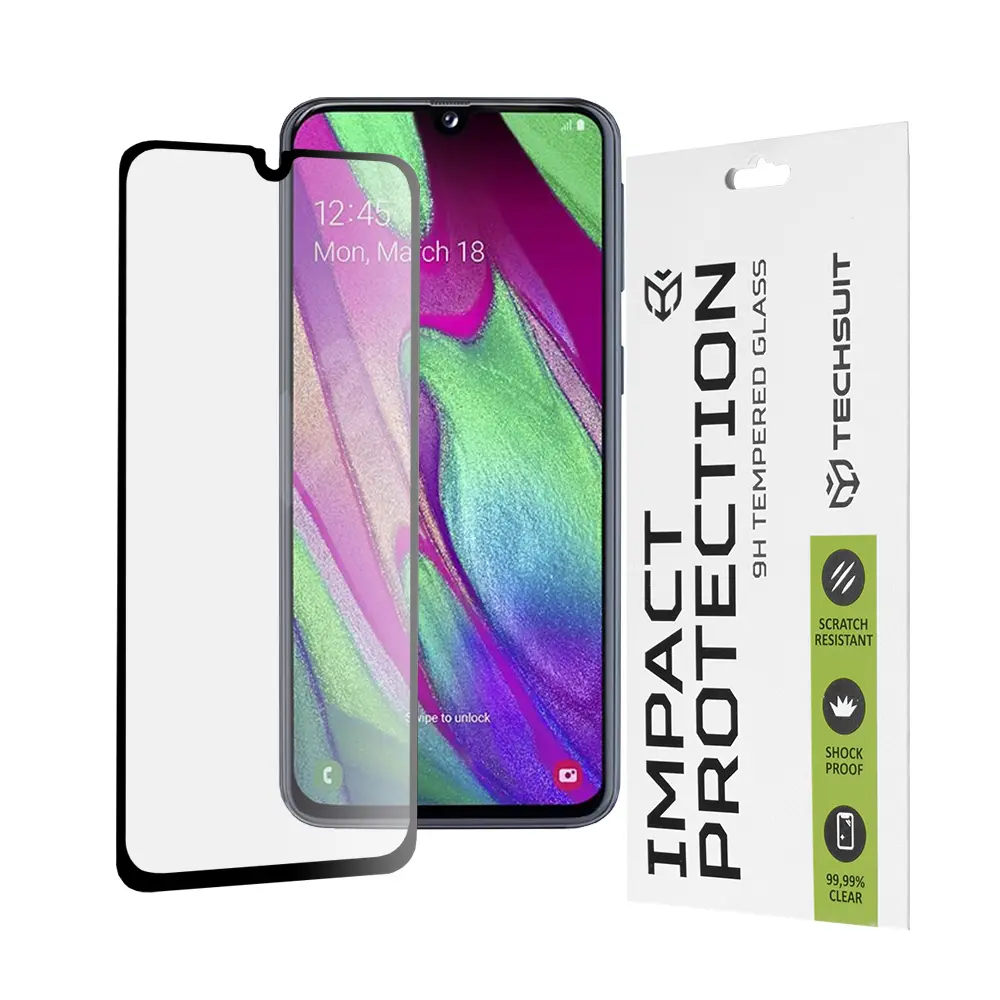 Techsuit 111D Celoplošné lepící sklo Samsung Galaxy A40 Černé