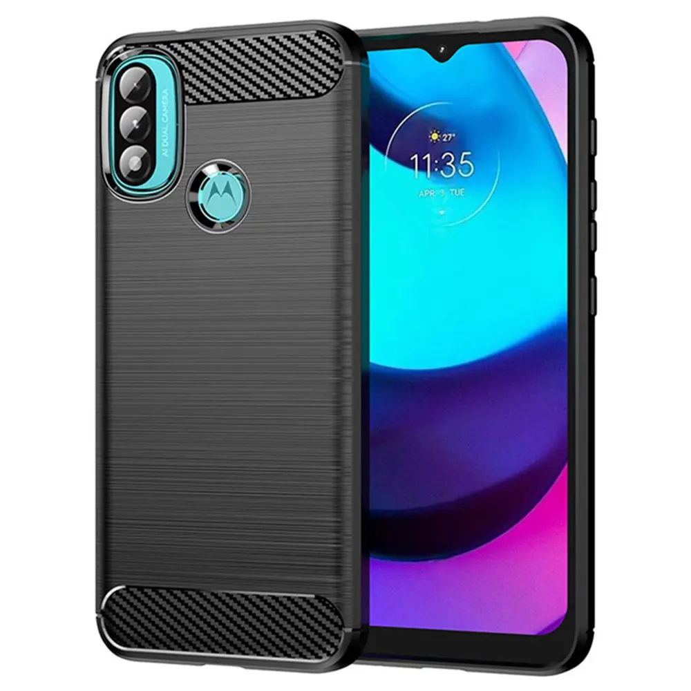 Techsuit Carbon Silicone Motorola Moto E20 Moto E30 Moto E40 Černá