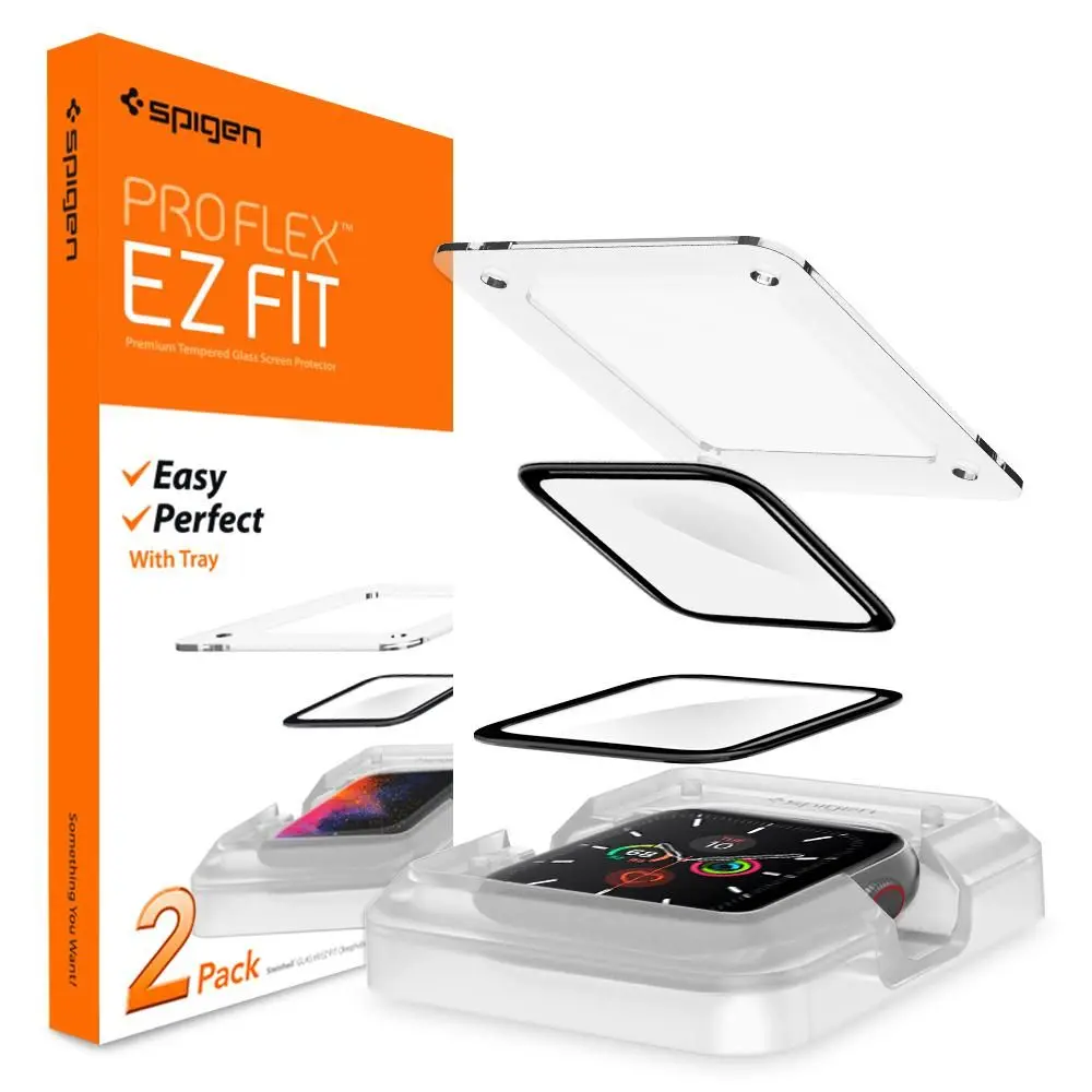 Spigen ProFlex EZ Fit 2 balení Apple Watch 4 5 6 SE SE 2 44mm Černá