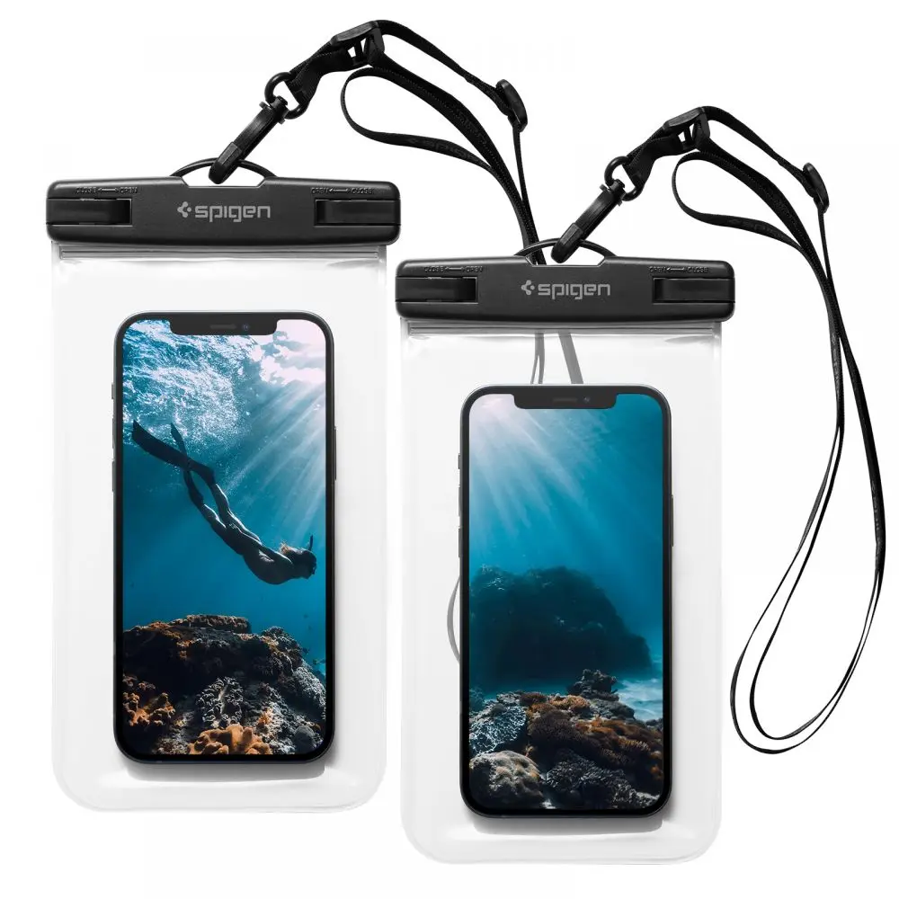 Spigen (2 balení) Vodotěsné pouzdro (A601) - IPX8, pro telefon 3,5 - 7" - čiré