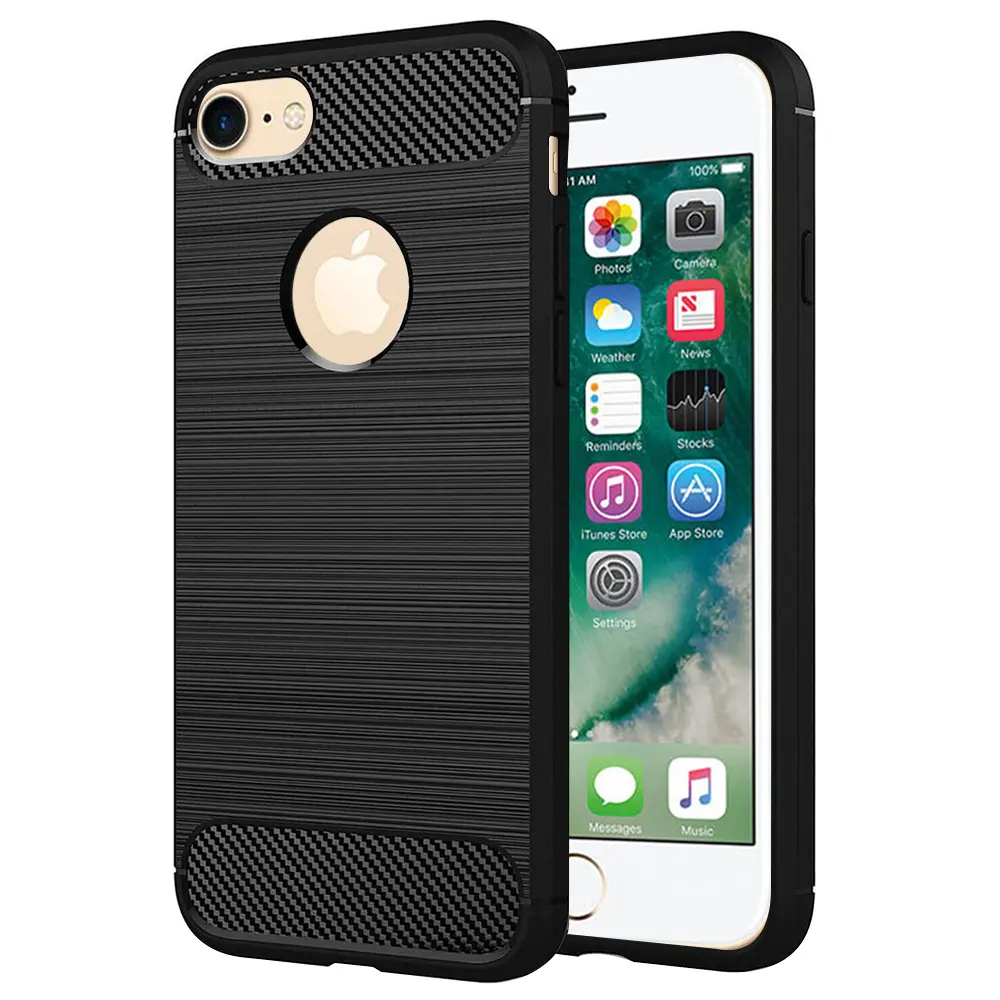 Techsuit Karbon Silikon iPhone 7 iPhone 8 Černý