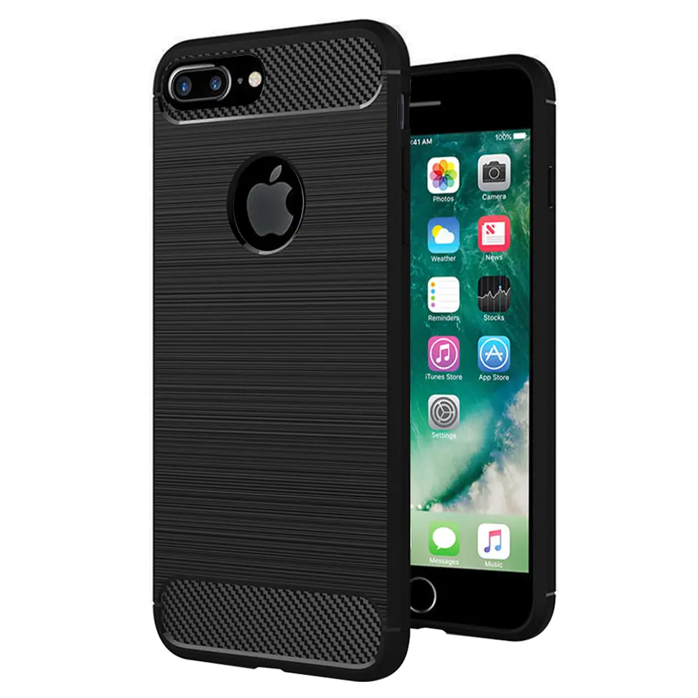 Techsuit Karbon Silikon iPhone 7 Plus Černý