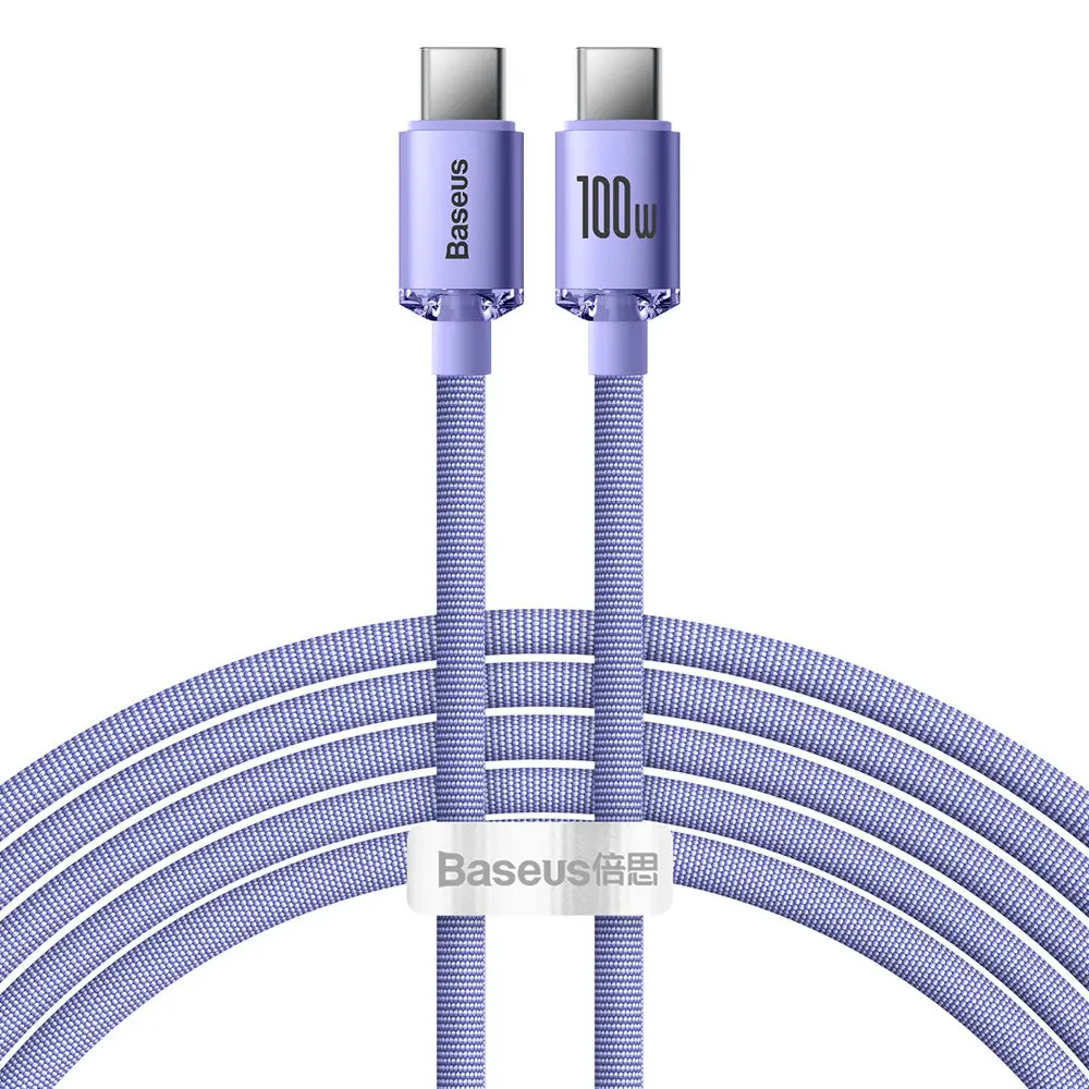 Baseus CAJY000705 Crystal Shine Series Datový Kabel USB-C - USB-C 100W 2m Purple