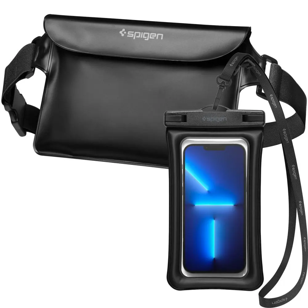 Spigen Vodotěsná ledvinka A621 s pouzdrem na telefon IPX8 Černá