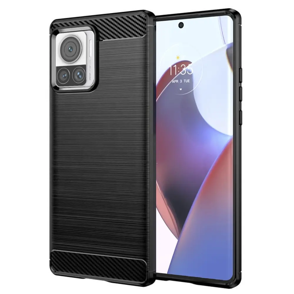 Techsuit Karbonový Silikon Motorola Edge 30 Ultra Černý